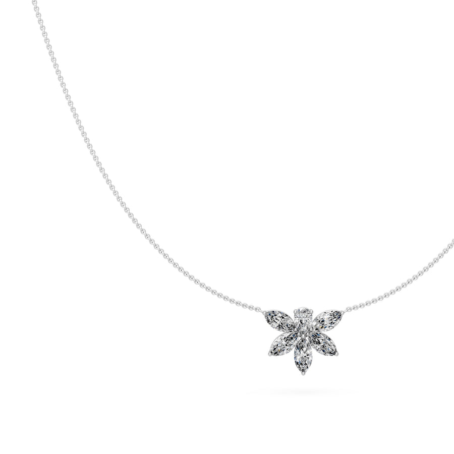 1 Ct Marquise Pear Cut Diamond Pendant Necklace VS1 D-F White Gold 14k