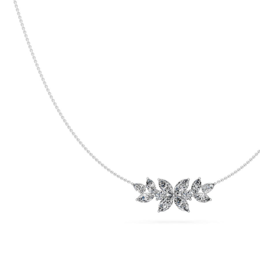 1.4 Ct Round Pear Marquise Cut Diamond Pendant Necklace VS1 D-F White Gold 14k