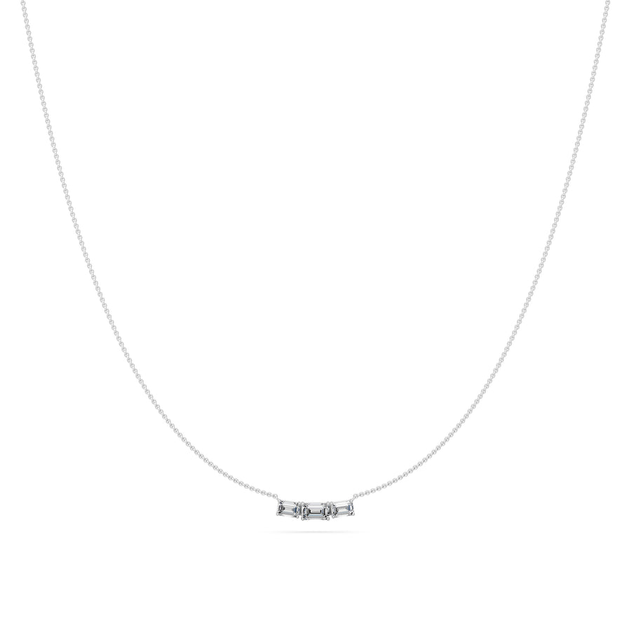 0.5 Ct Emerald Cut Diamond Pendant Necklace VS1 D-F White Gold 14k
