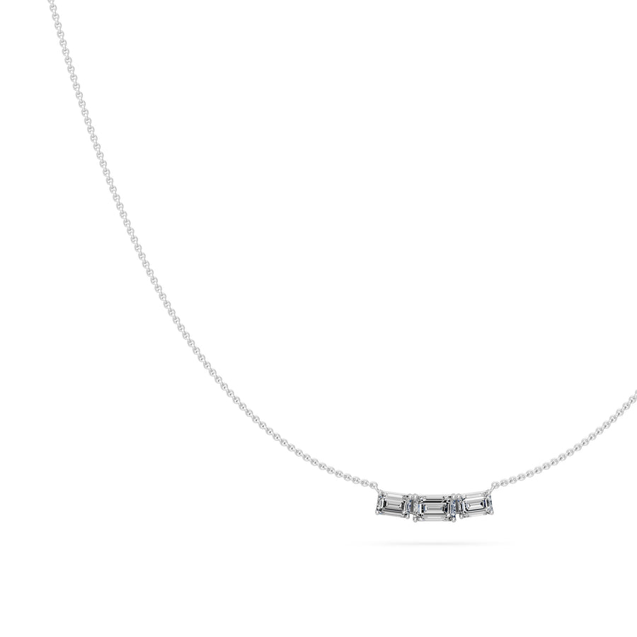 0.5 Ct Emerald Cut Diamond Pendant Necklace VS1 D-F White Gold 14k