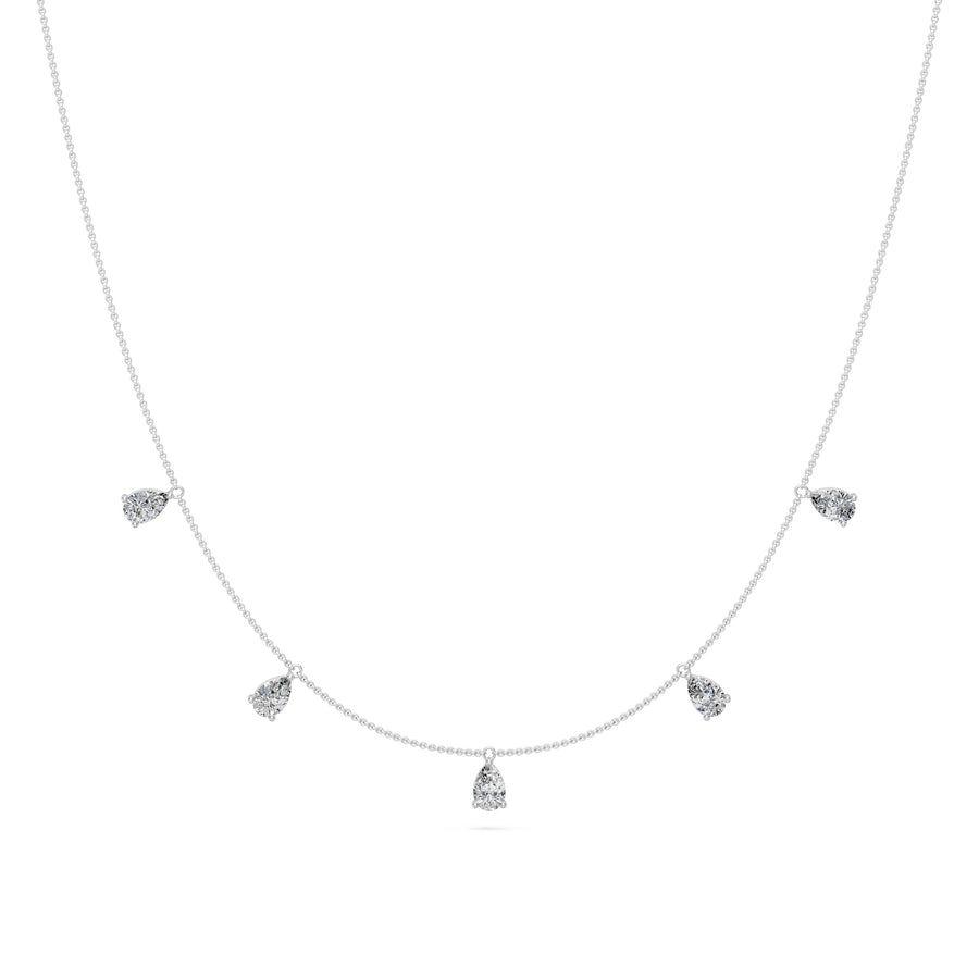 1.6 Ct Pear Cut Diamond Chain Necklace VS1 D-F White Gold 14k