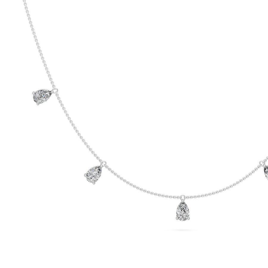 1.6 Ct Pear Cut Diamond Chain Necklace VS1 D-F White Gold 14k