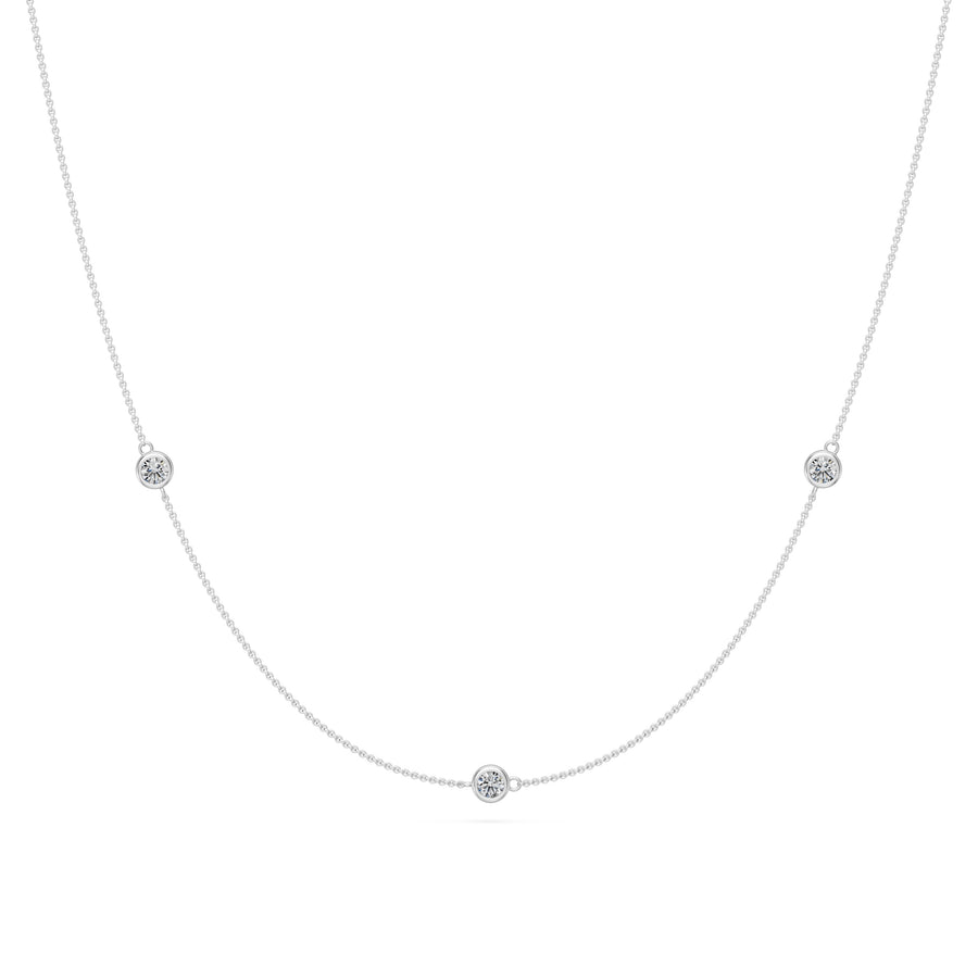 1.6 Ct Round Cut Diamond Chain Necklace VS1 D-F White Gold 14k