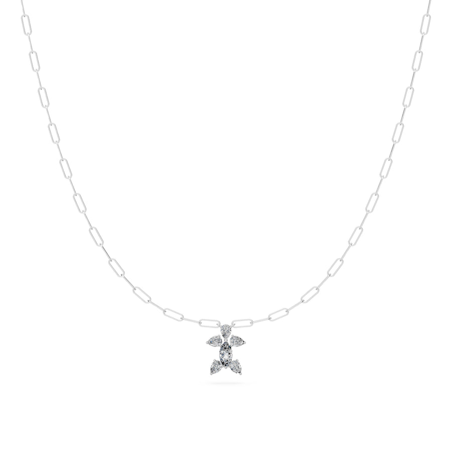 0.9 Ct Marquise Pear Cut Diamond Pendant Necklace VS1 D-F White Gold 14k