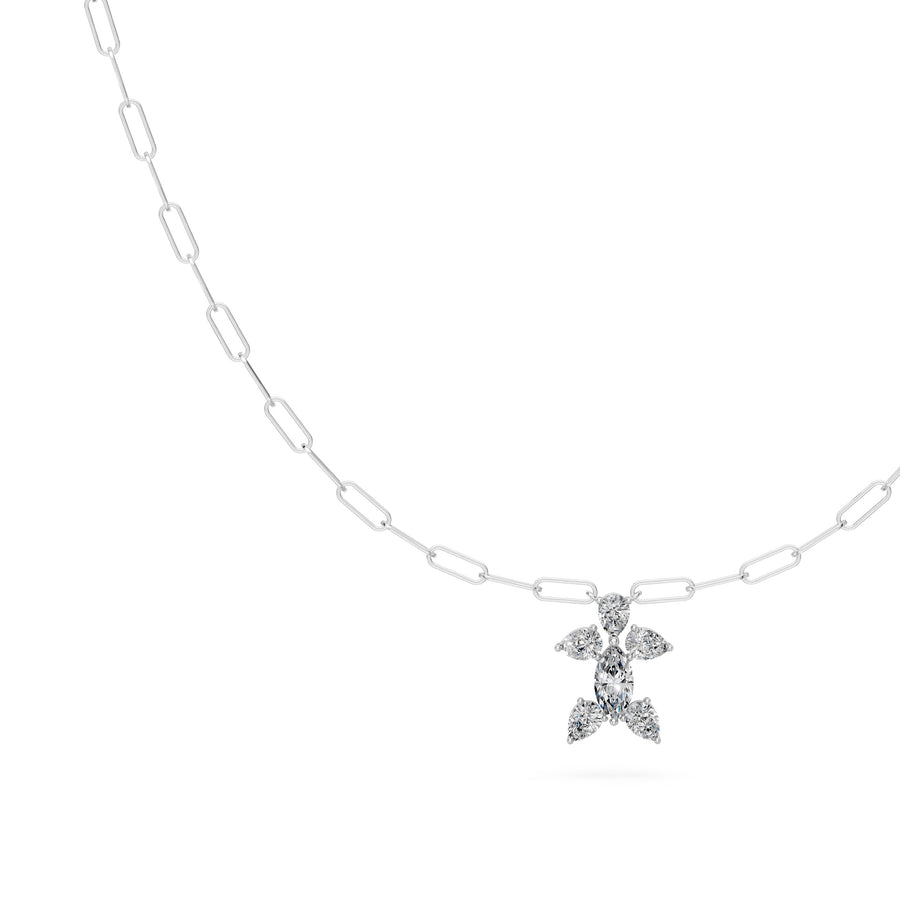 0.9 Ct Marquise Pear Cut Diamond Pendant Necklace VS1 D-F White Gold 14k