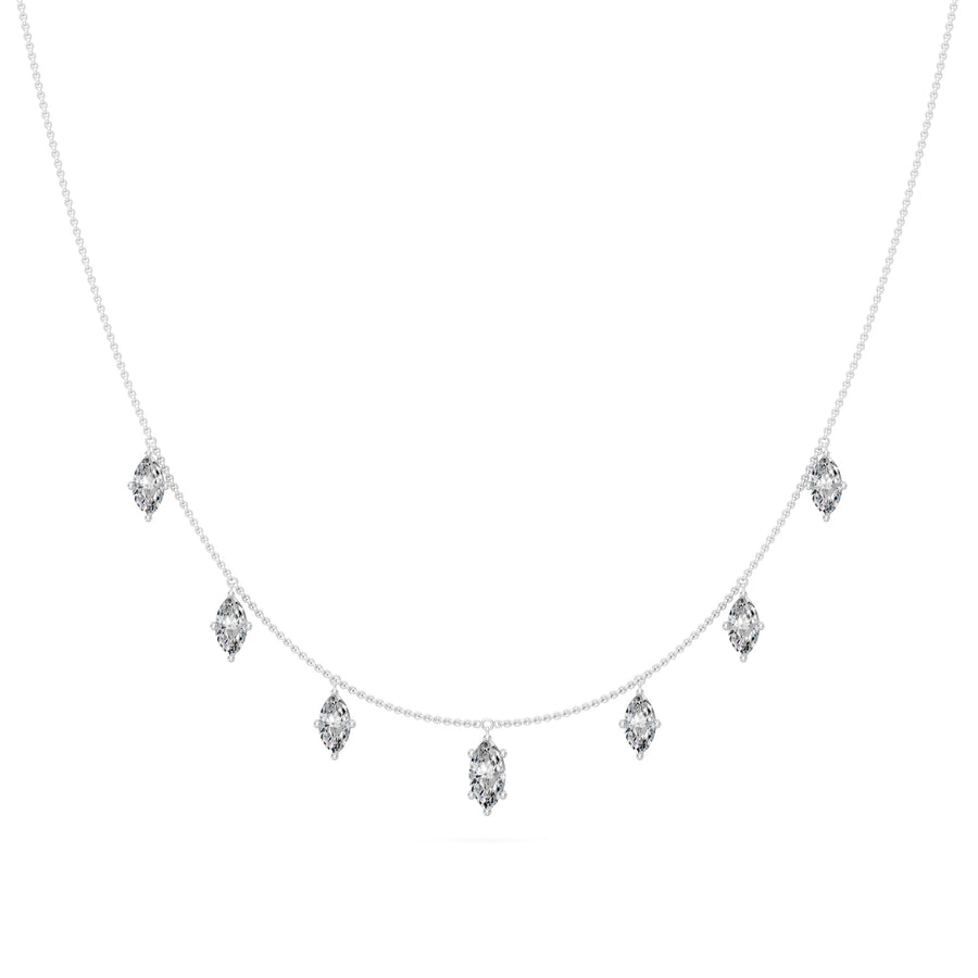 2 Ct Marquise Cut Diamond Chain Necklace VS1 D-F White Gold 14k