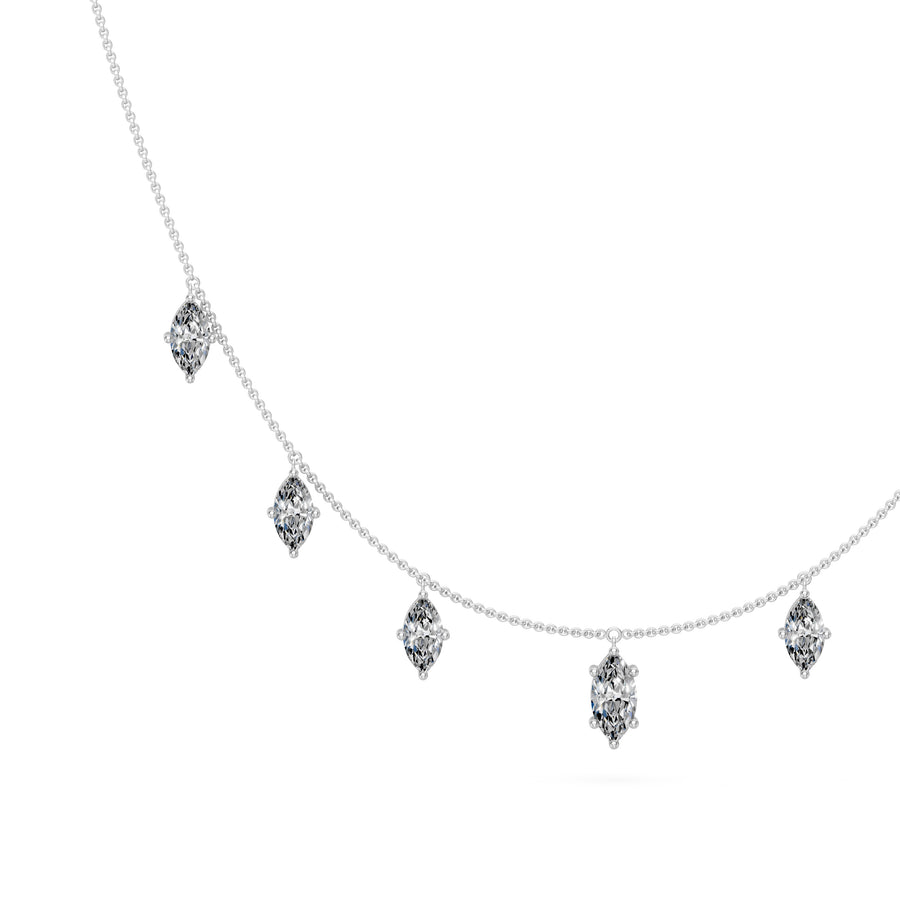 2 Ct Marquise Cut Diamond Chain Necklace VS1 D-F White Gold 14k