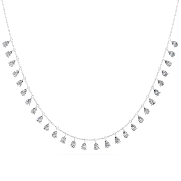 3.8 Ct Pear Cut Diamond Chain Necklace VS1 D-F White Gold 14k