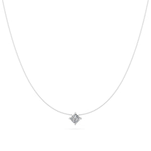 1 Ct Princess Cut Diamond Pendant Necklace VS1 D-F White Gold 14k