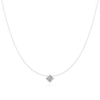 1 Ct Princess Cut Diamond Pendant Necklace VS1 D-F White Gold 14k