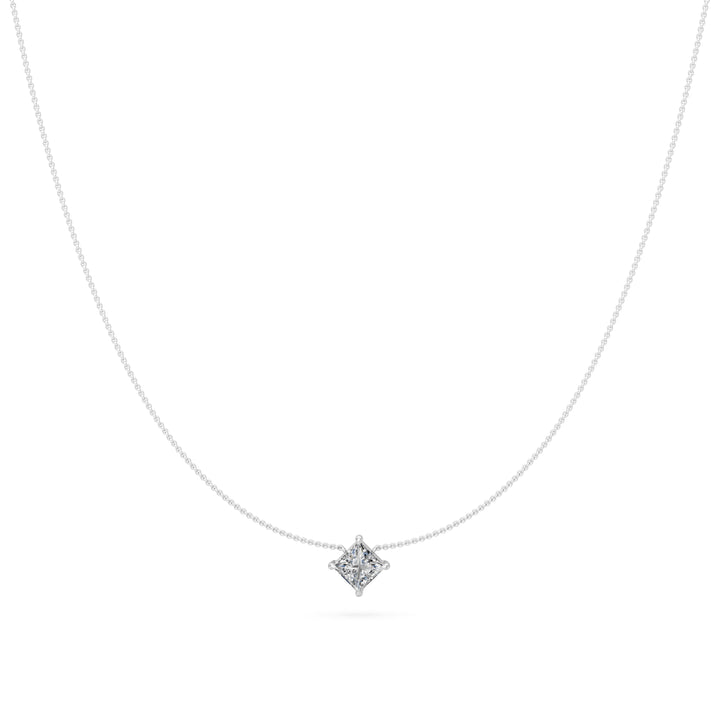 1 Ct Princess Cut Diamond Pendant Necklace VS1 D-F White Gold 14k — product image