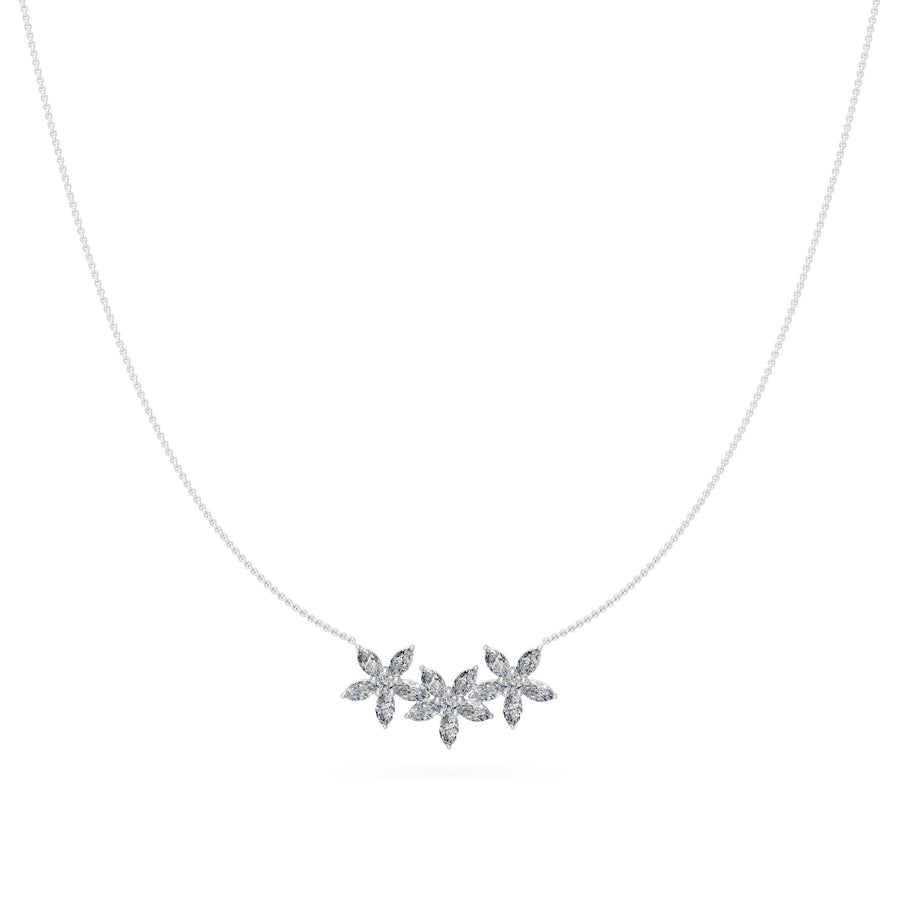 1.4 Ct Round Marquise Cut Diamond Pendant Necklace VS1 D-F White Gold 14k