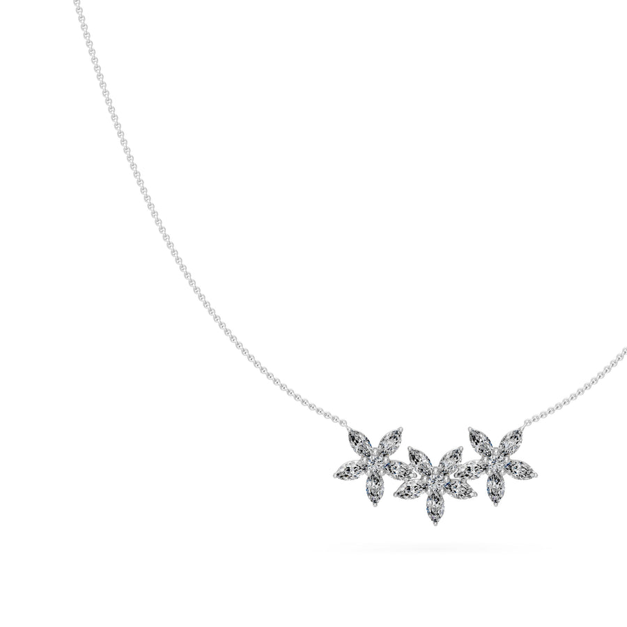 1.4 Ct Round Marquise Cut Diamond Pendant Necklace VS1 D-F White Gold 14k