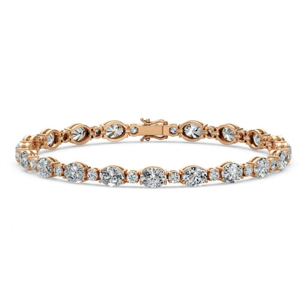 12 Carat Oval Round Cut Diamond Tennis Bracelet VS1 D F White Gold 14k