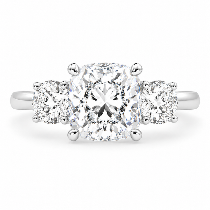 Hana 5.2 Carat Cushion Cut 3 Stone Engagement Ring