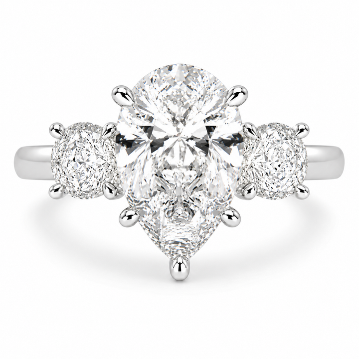 Hana 6.2 Carat Pear Cut 3 Stone Engagement Ring