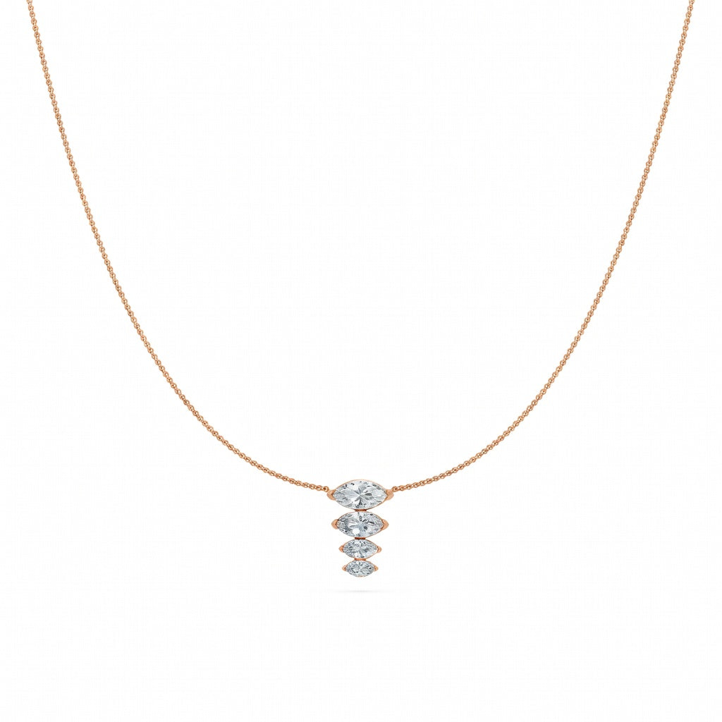 1.3 Ct Marquise Cut Diamond Pendant Necklace VS1 D-F White Gold 14k