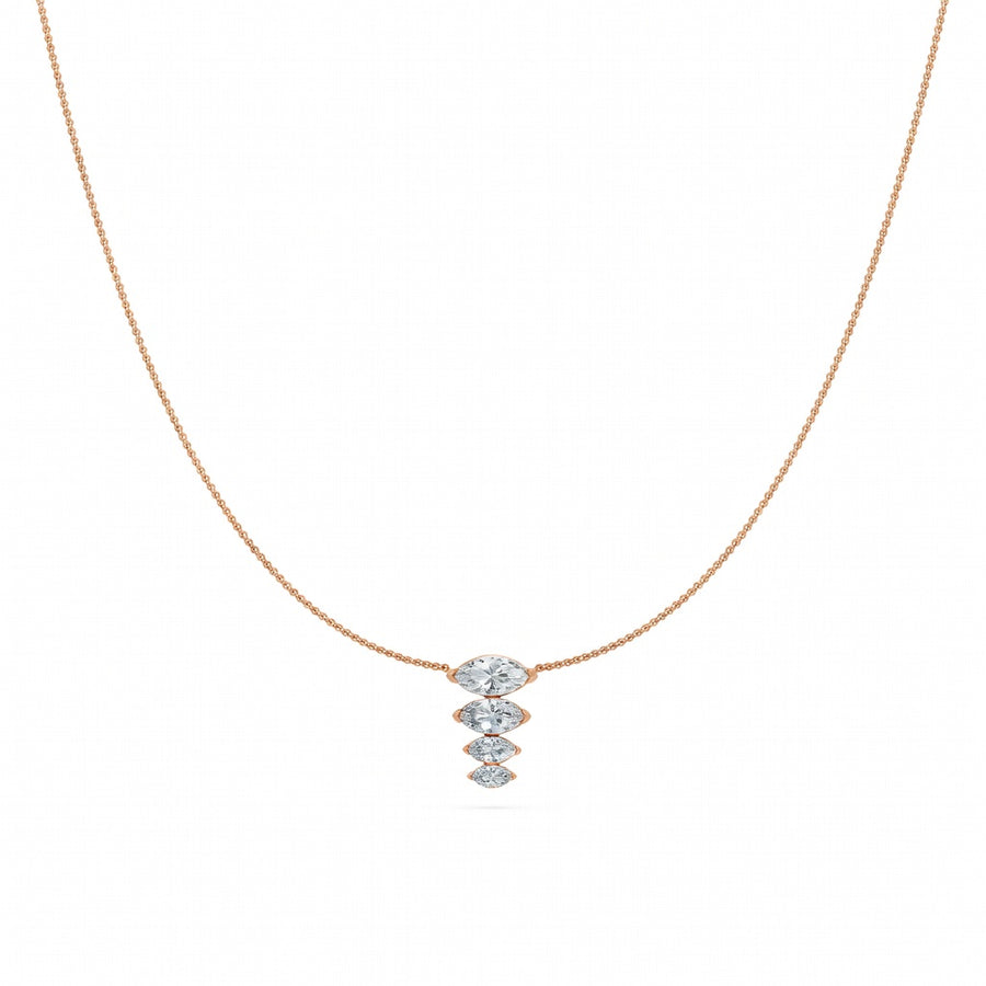 1.3 Ct Marquise Cut Diamond Pendant Necklace VS1 D-F White Gold 14k