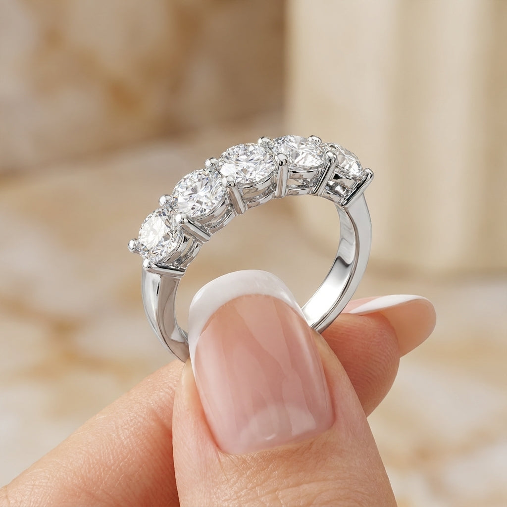 1.90 CT 5-Stone Lab-Grown Diamond Band Ring in 14K White Gold (D–F / VS1–VS2)