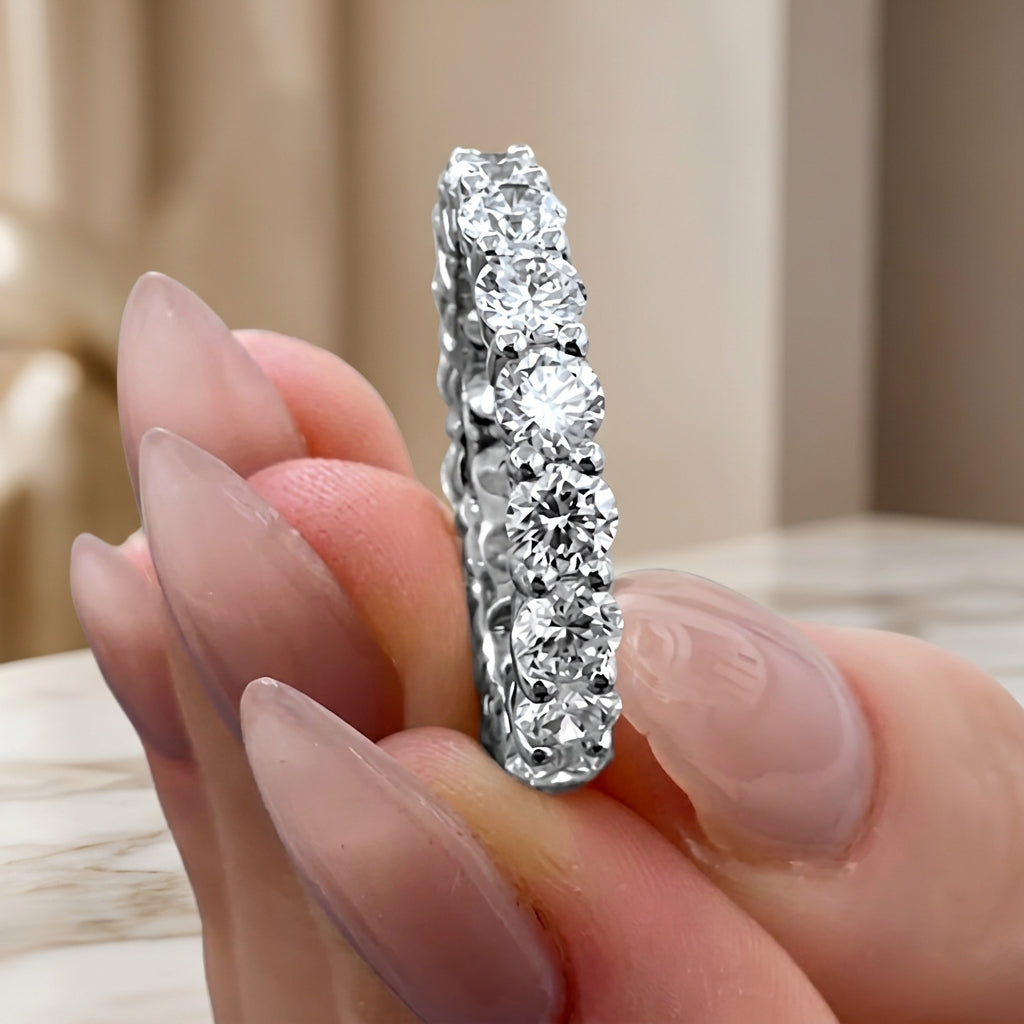 3.54 CT Lab-Grown Diamond Eternity Band in 14K White Gold (D–F / VS1–VS2)