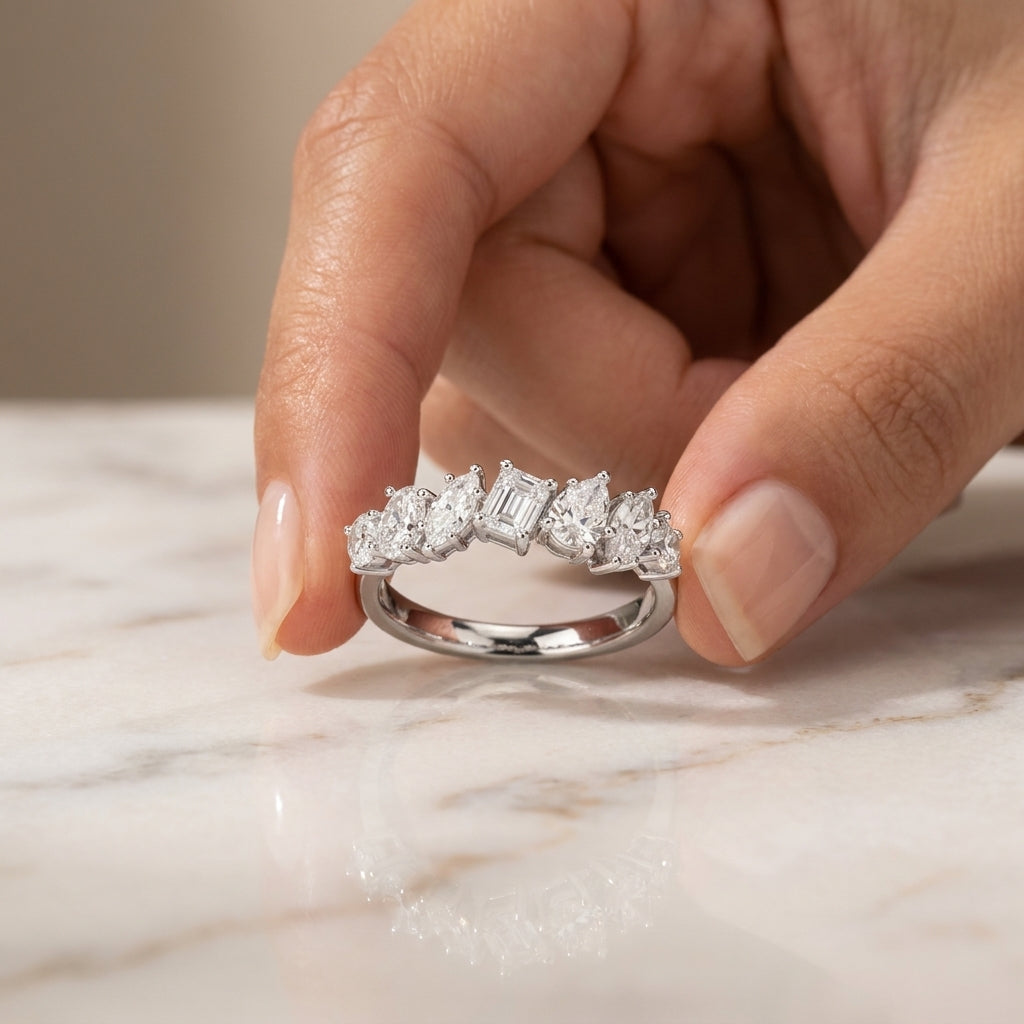 1.10 CT Lab-Grown Diamond Stackable Fashion Ring in 14K White Gold (D–F / VS1–VS2)