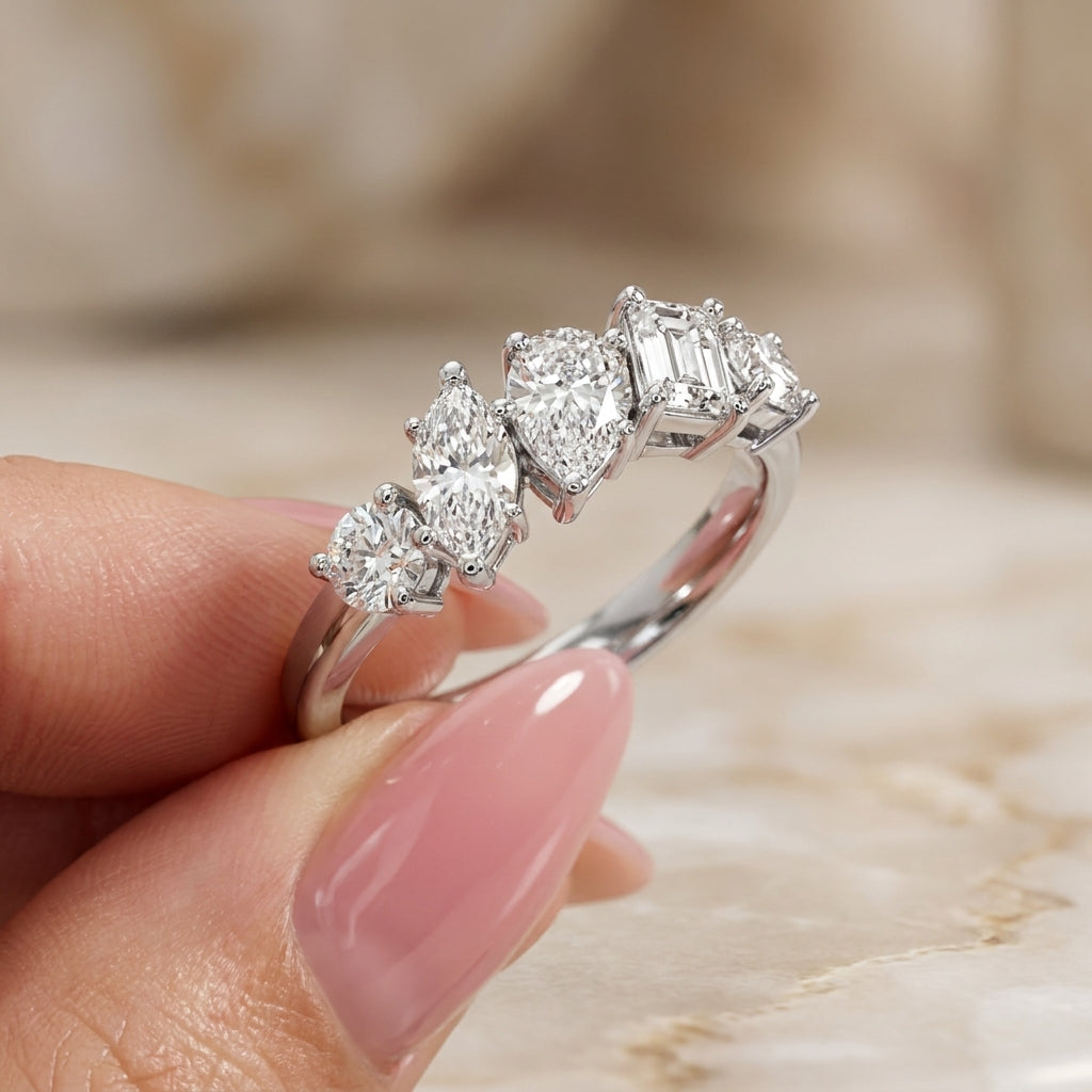 1.10 CT Lab-Grown Diamond Stackable Fashion Ring in 14K White Gold (D–F / VS1–VS2)
