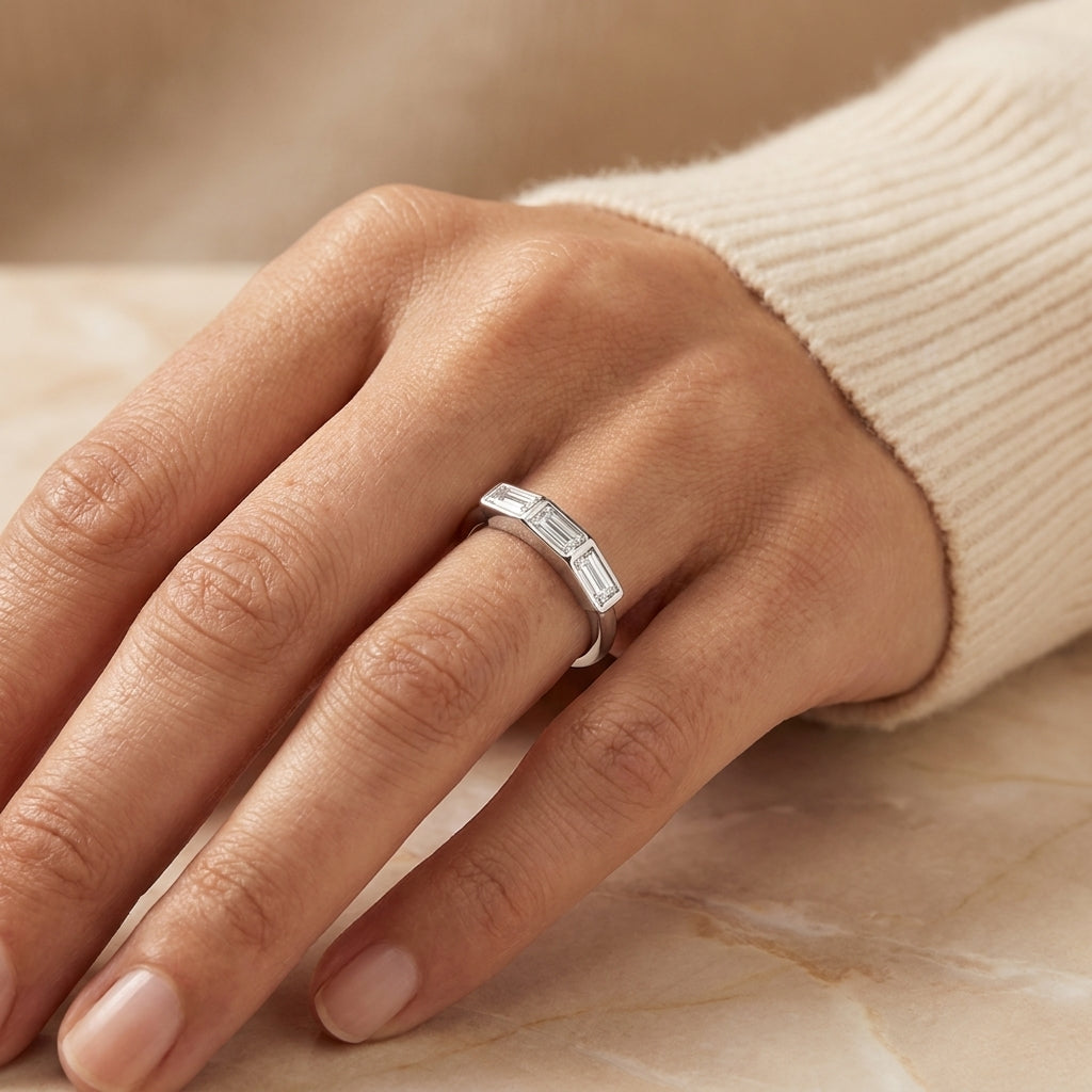 1.65 CT Lab-Grown Diamond Stackable Fashion Ring in 14K White Gold (D–F / VS1–VS2)