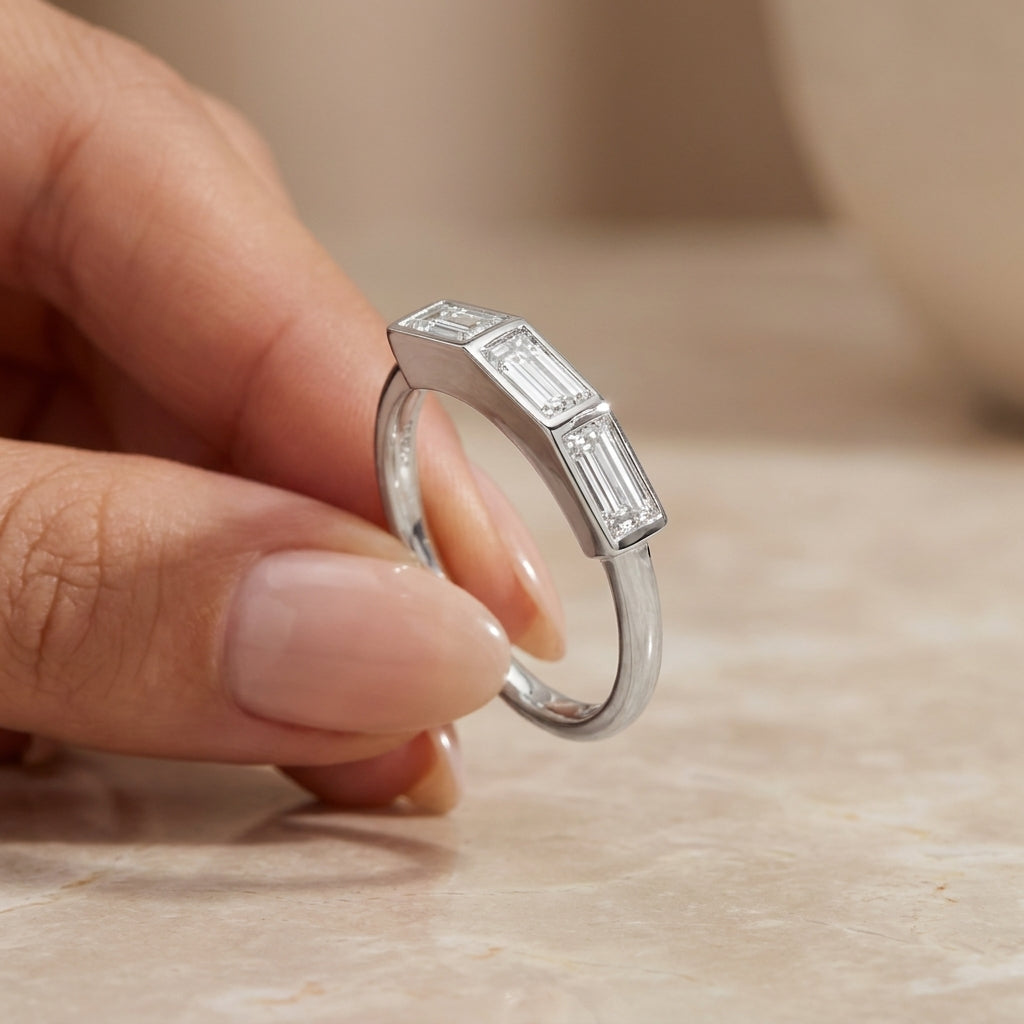 1.65 CT Lab-Grown Diamond Stackable Fashion Ring in 14K White Gold (D–F / VS1–VS2)