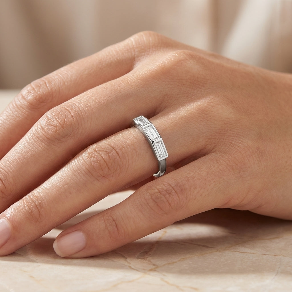 1.65 CT Lab-Grown Diamond Stackable Fashion Ring in 14K White Gold (D–F / VS1–VS2)