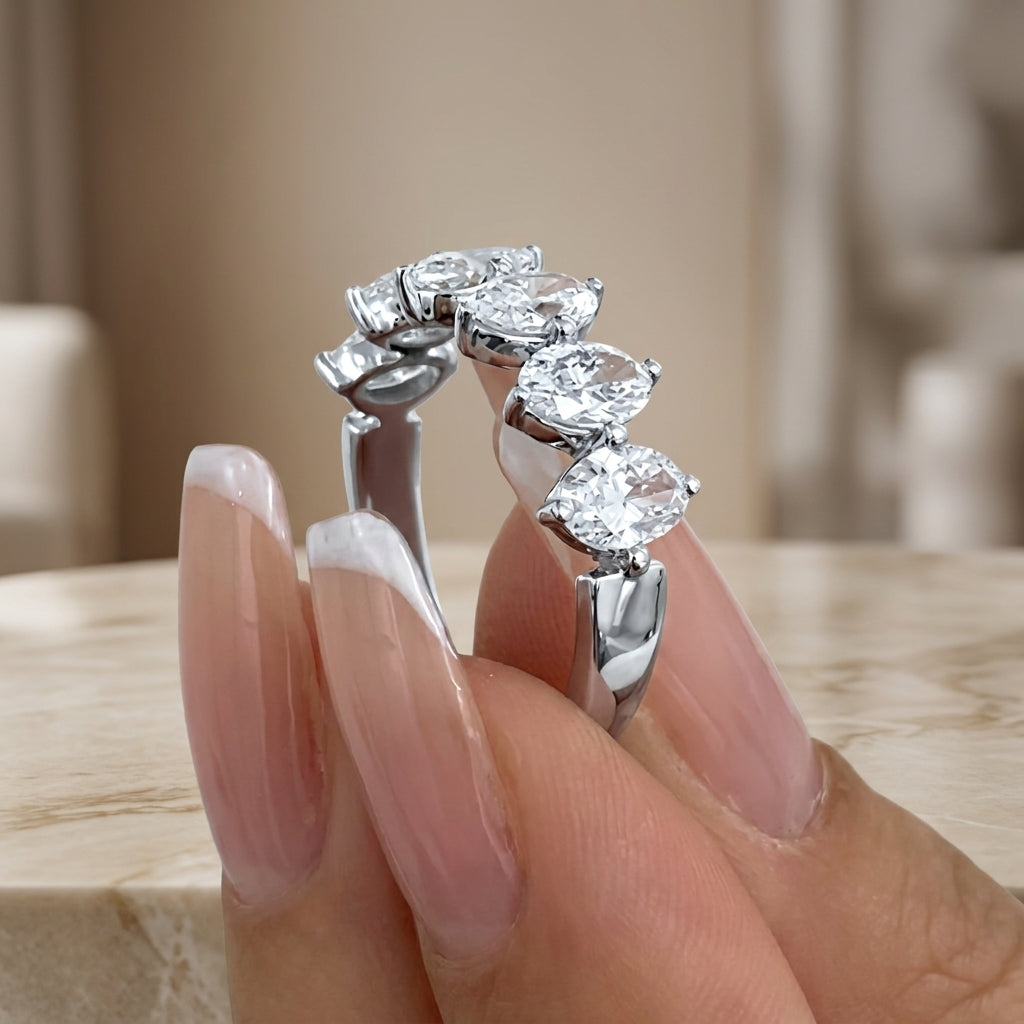 1.60 CT Lab-Grown Diamond 6-Stone Anniversary Ring in 14K White Gold (D–F / VS1–VS2)