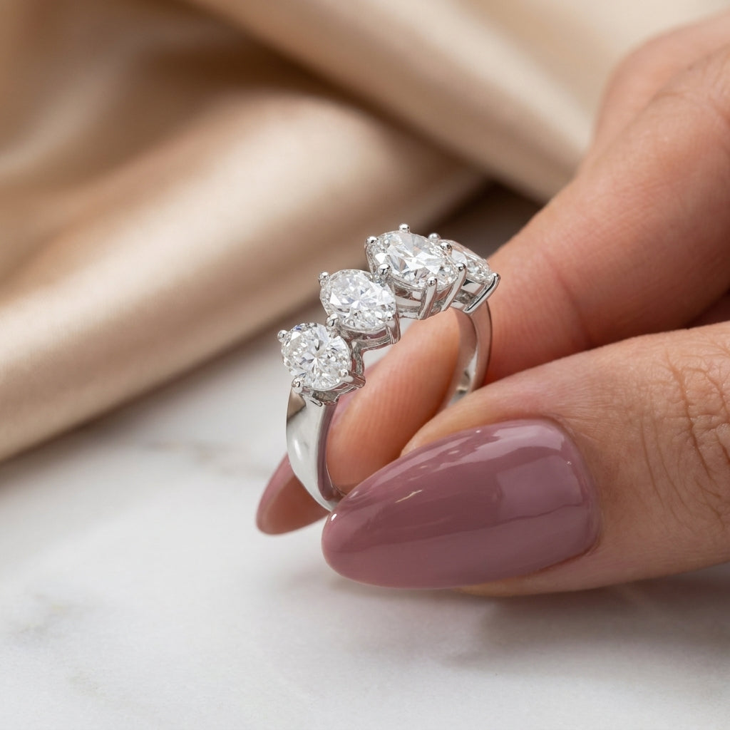 1.60 CT Lab-Grown Diamond 6-Stone Anniversary Ring in 14K White Gold (D–F / VS1–VS2)