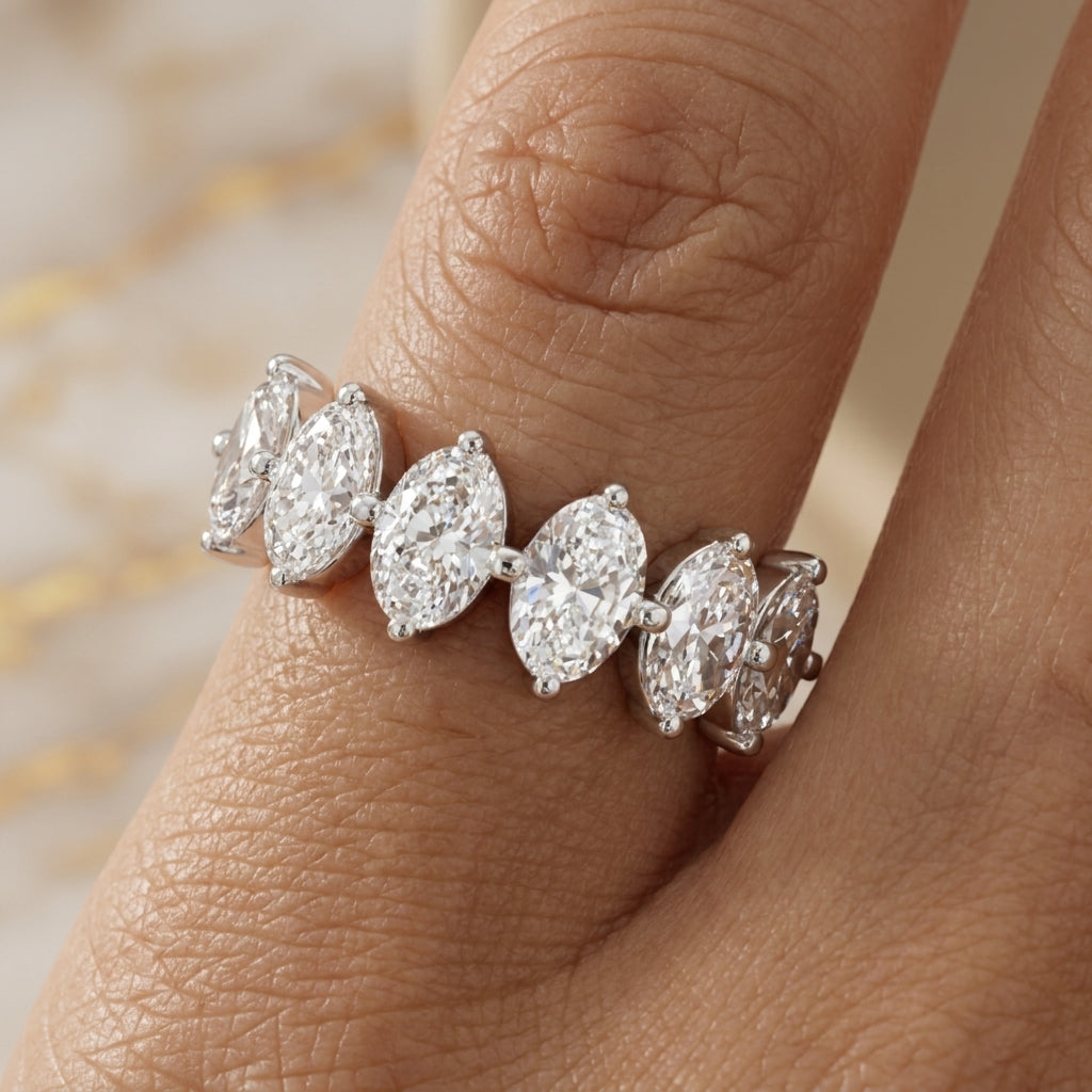 1.60 CT Lab-Grown Diamond 6-Stone Anniversary Ring in 14K White Gold (D–F / VS1–VS2)