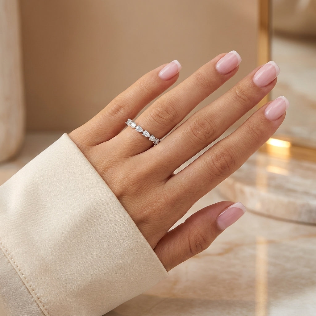 1.00 CT Lab-Grown Diamond Half Eternity Band in 14K White Gold (D–F / VS1–VS2)