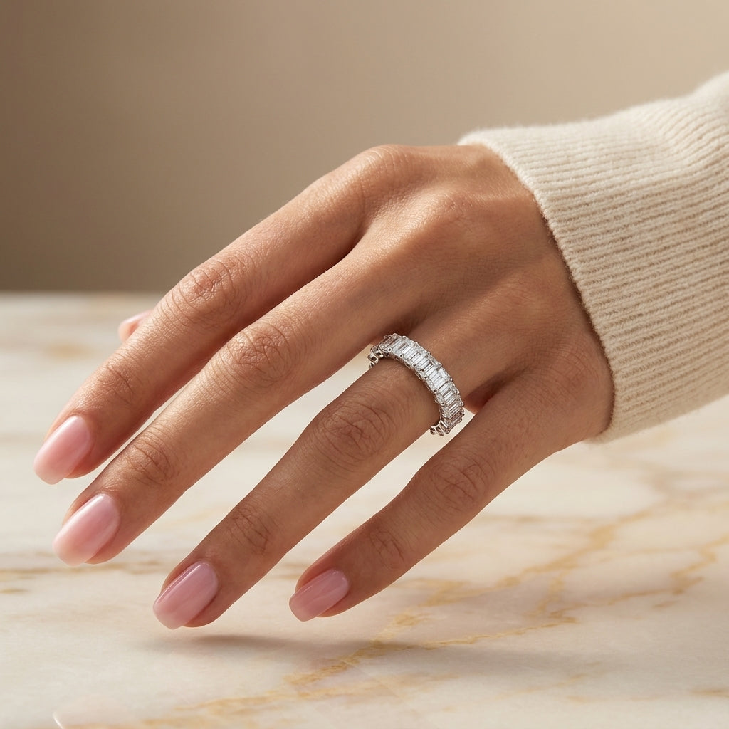 4.86 CT Lab-Grown Diamond Eternity Ring in 14K White Gold (D–F / VS1–VS2)