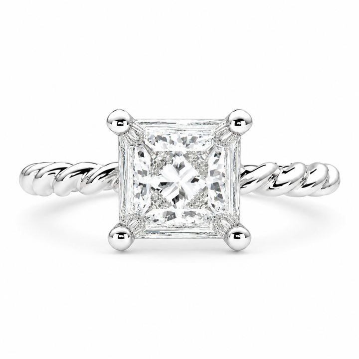 Renata 2 Carat Princess Cut Solitaire Rope Engagement Ring