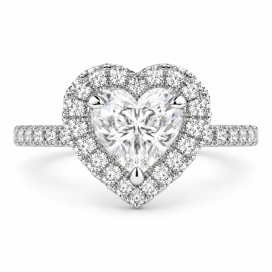 Isadora 2.4 Carat Heart Cut Halo Pave Engagement Ring