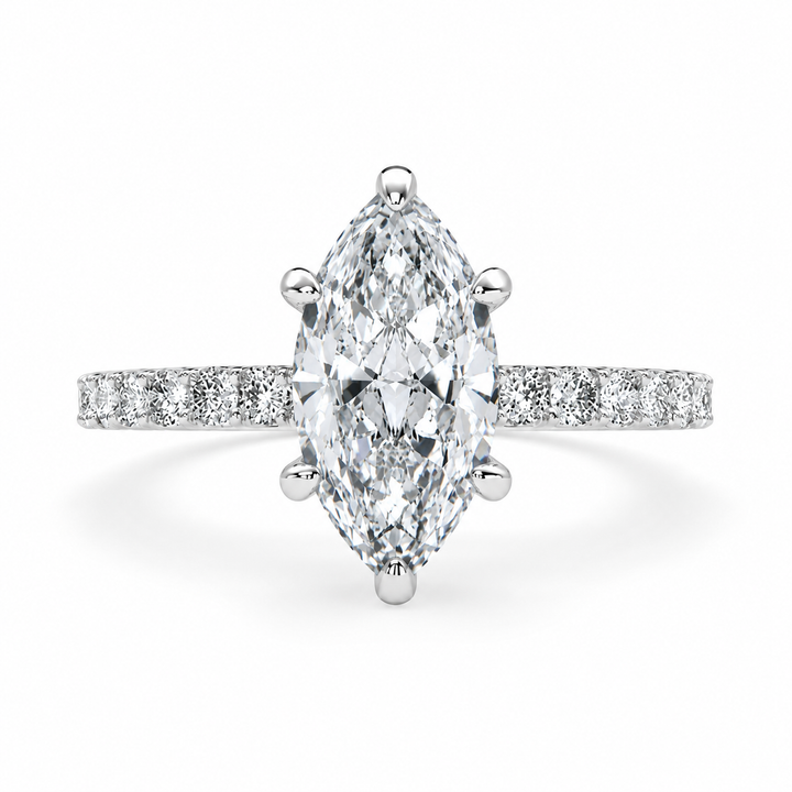 Lavinia 2.35 Carat Marquise Cut Side Stone 4 Prong Engagement Ring