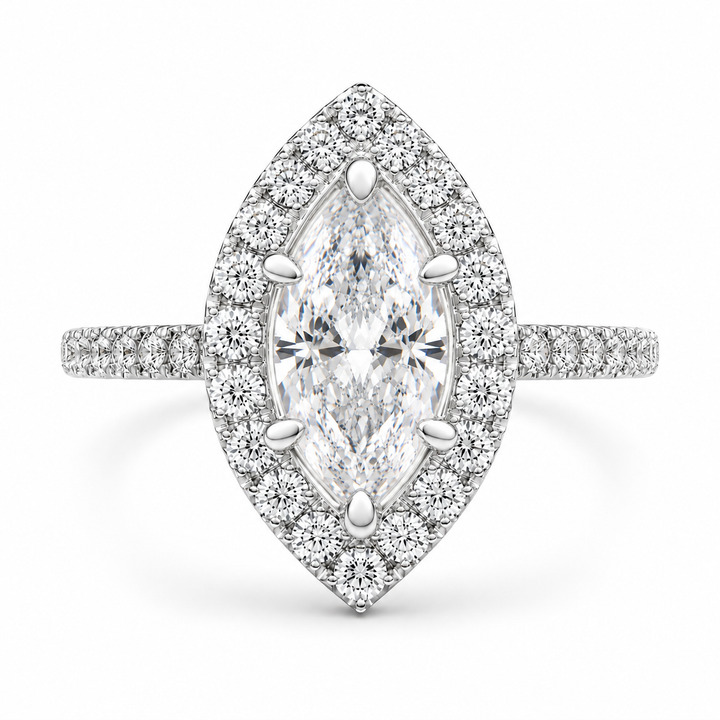 Isadora 2.4 Carat Marquise Cut Halo Pave Engagement Ring