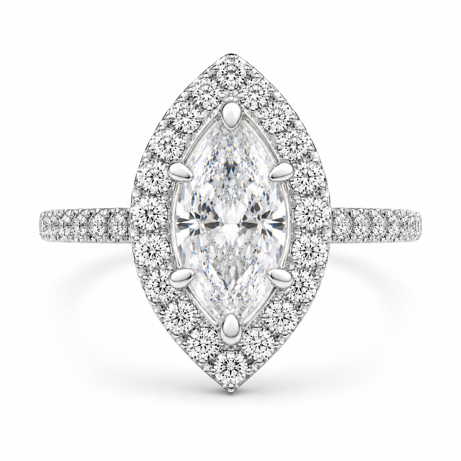 Isadora 2.4 Carat Marquise Cut Halo Pave Engagement Ring