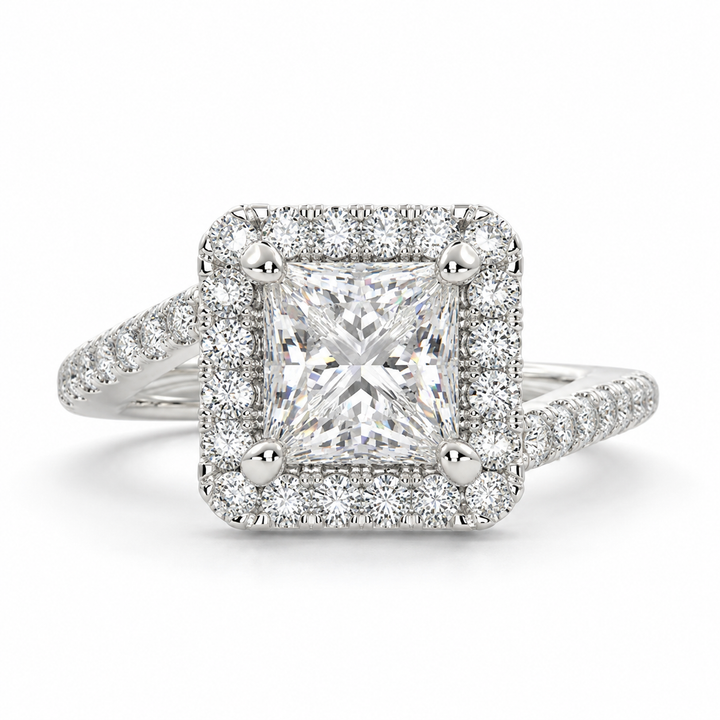 Paloma 2.35 Carat Princess Cut Pave Halo Engagement Ring