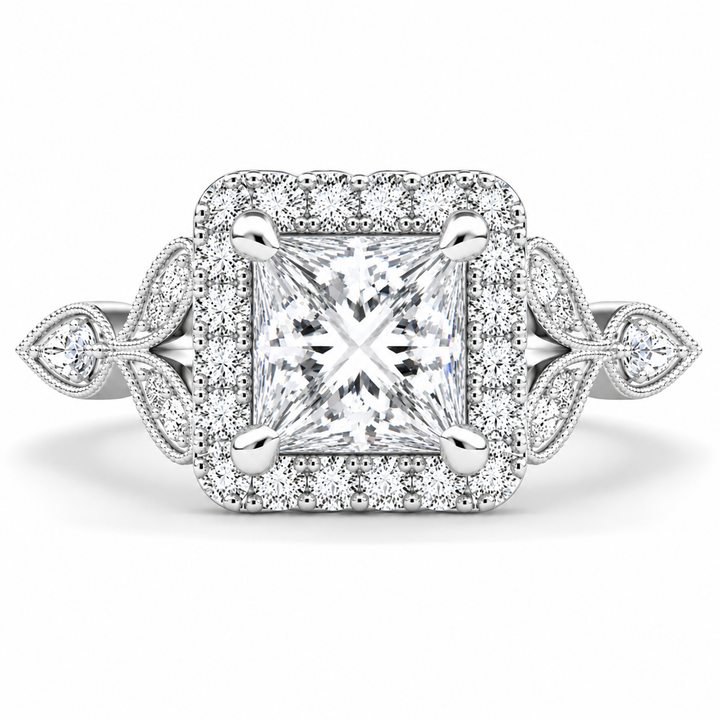 Ada 2.35 Carat Princess Cut Halo Pave Engagement Ring