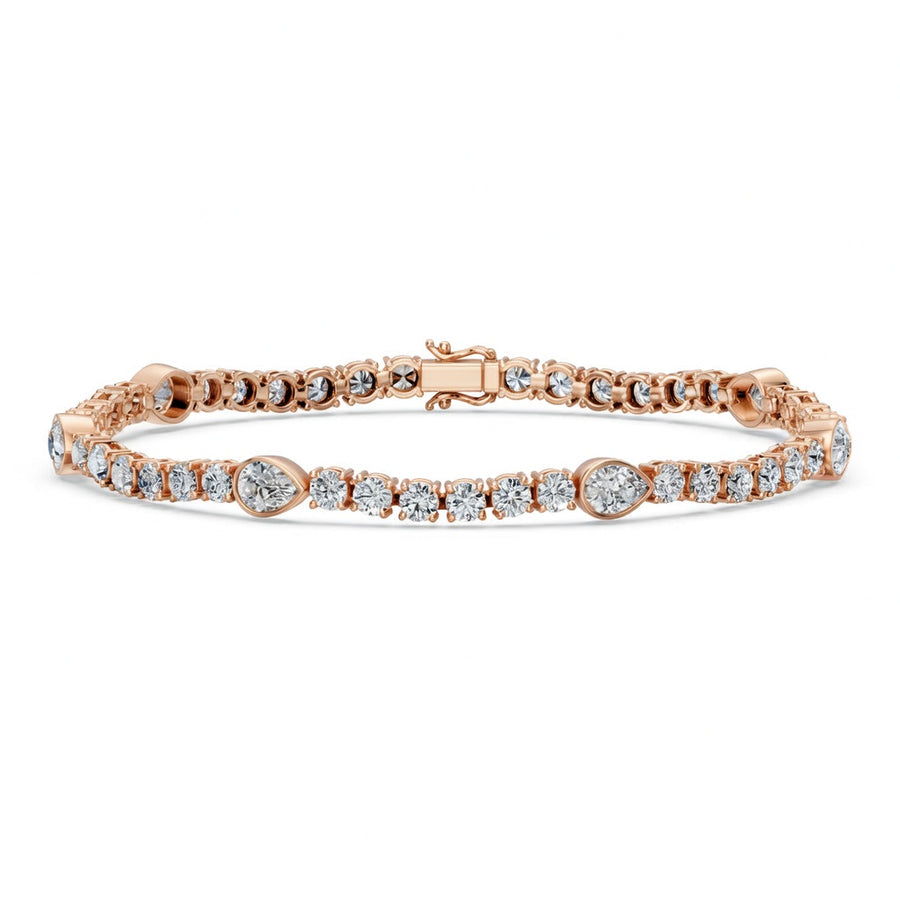 9.08 Carat Pear Cut Diamond Tennis Bracelet VS1 D F White Gold 14k