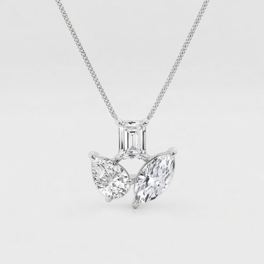 2.75 CTW Mosaic Three Stone Fan Lab-Grown Diamond Pendant (D–F / VS1–VS2, IGI Certified)
