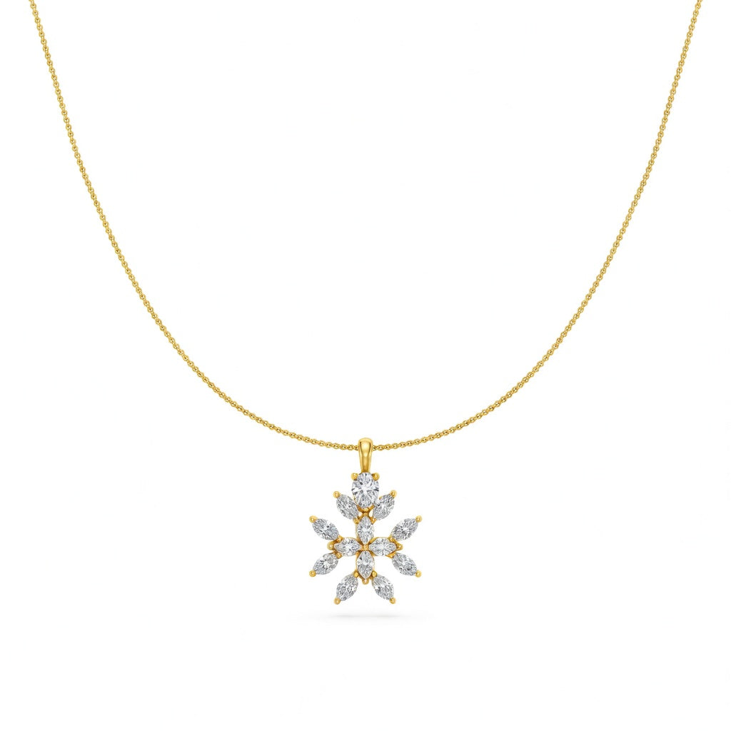 1.4 Ct Marquise Pear Cut Diamond Pendant Necklace VS1 D-F White Gold 14k