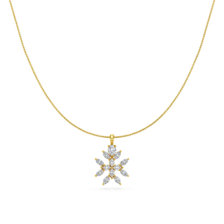 1.4 Ct Marquise Pear Cut Diamond Pendant Necklace VS1 D-F White Gold 14k
