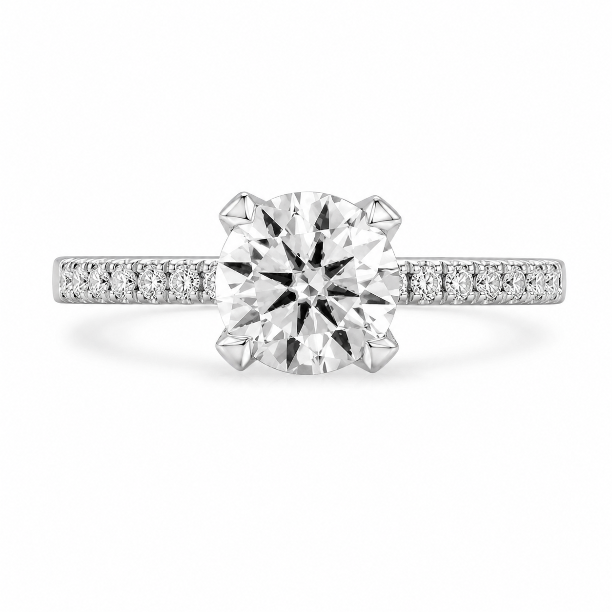 Valentina 1.28 ct Lab Grown Round Cut Pave 4 Prong Diamond Engagement Ring