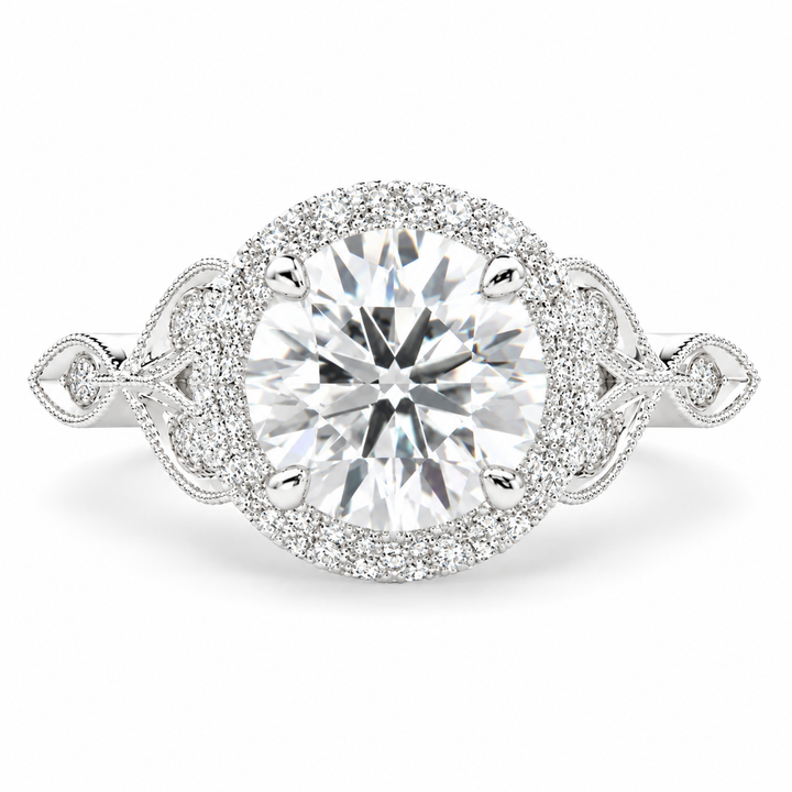 Ada 5.35 Carat Round Cut Halo Pave Engagement Ring