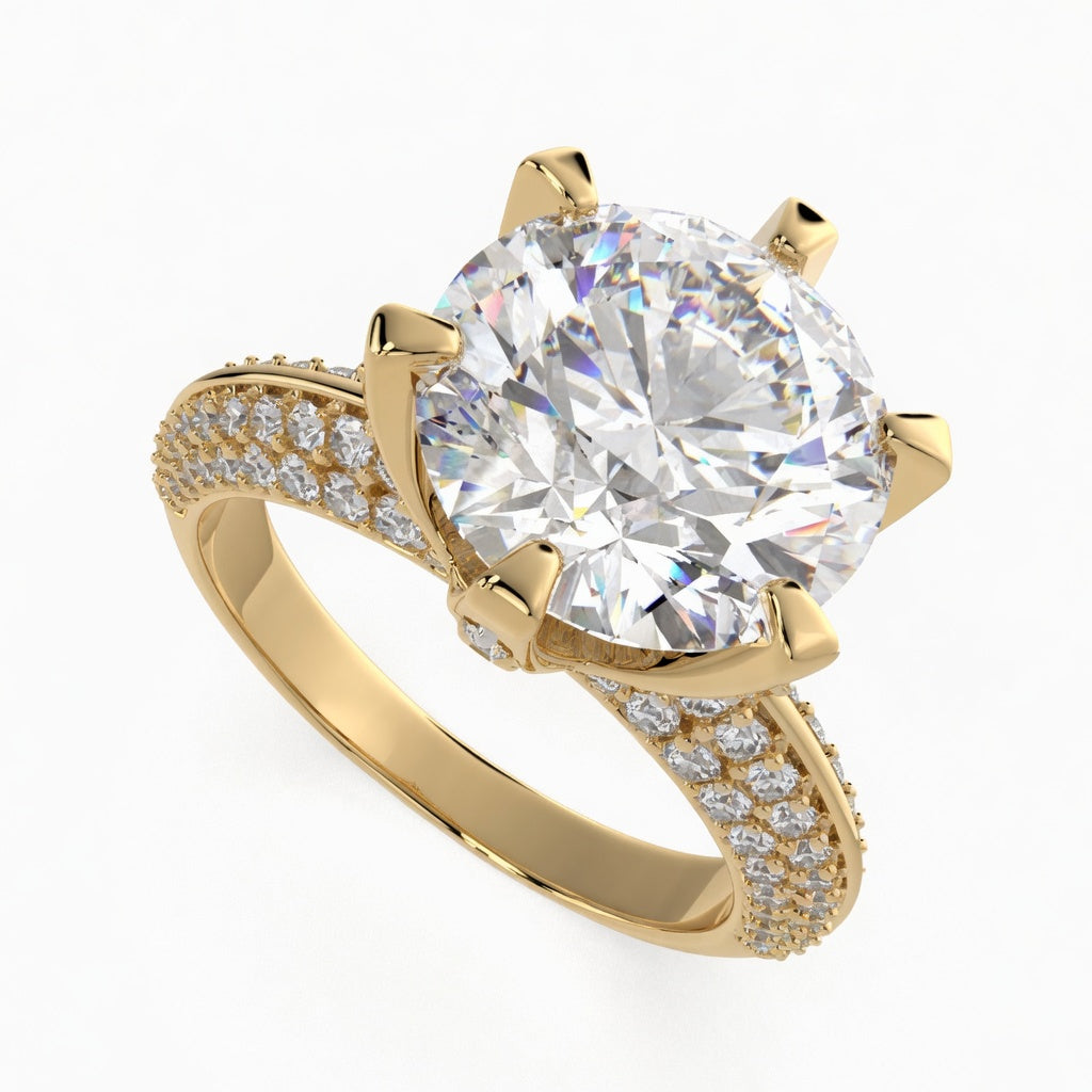 Daria 2.75 Carat Round Cut Pave 6 Prong Engagement Ring