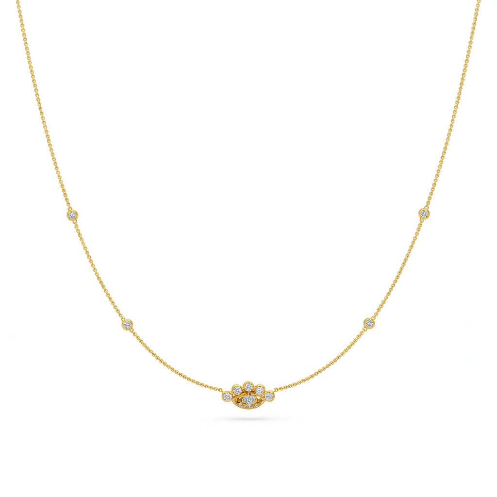 0.6 Ct Marquise Round Cut Diamond Pendant Necklace VS1 D-F White Gold 14k