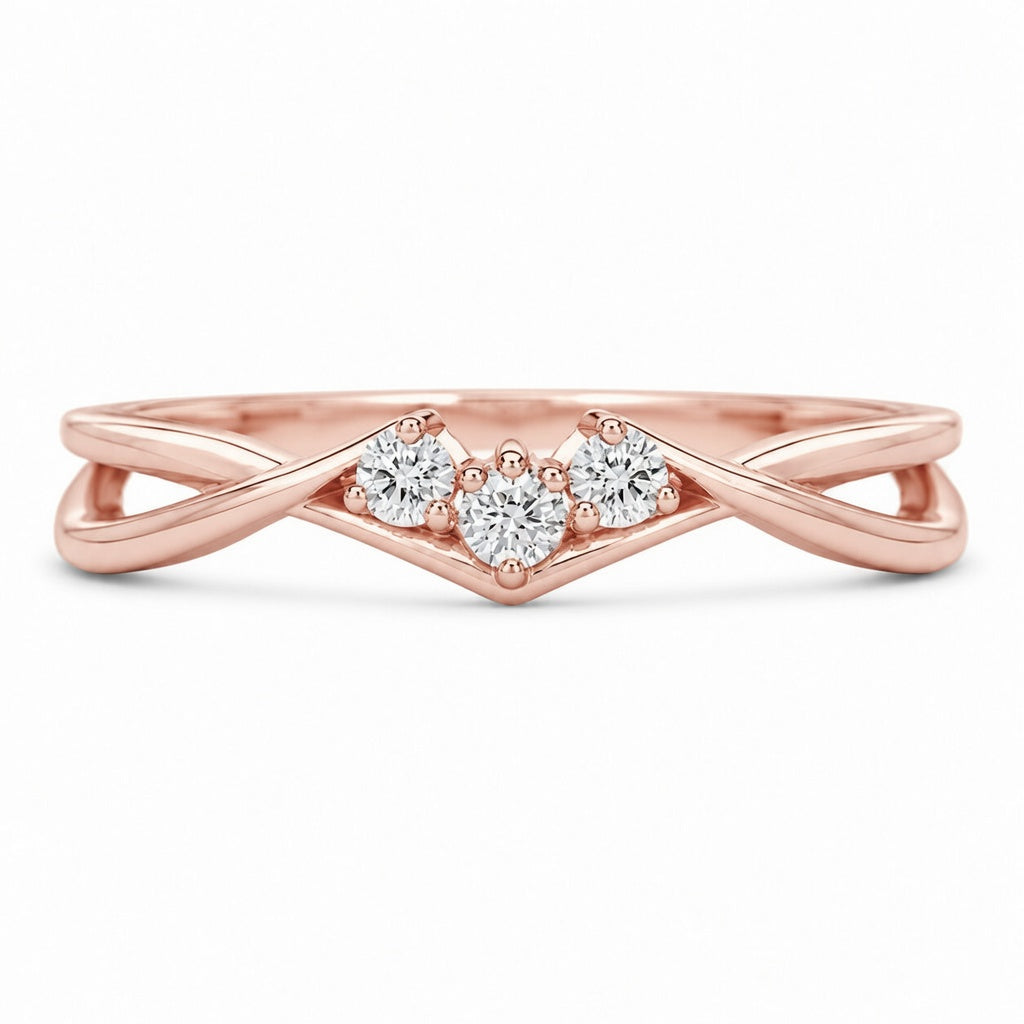 1.00 CT Minimal Twisted Lab-Grown Diamond Trilogy Engagement Ring in 14K White Gold – Dainty Three-Stone Promise Design